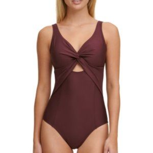 DKNY Peek-a-Boo Twist One-Piece Swimsuit
